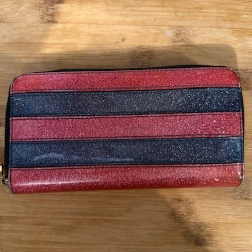 Marc Jacobs – Glitter Striped Zip-Around Wallet / Clutch - Picture 12 of 16